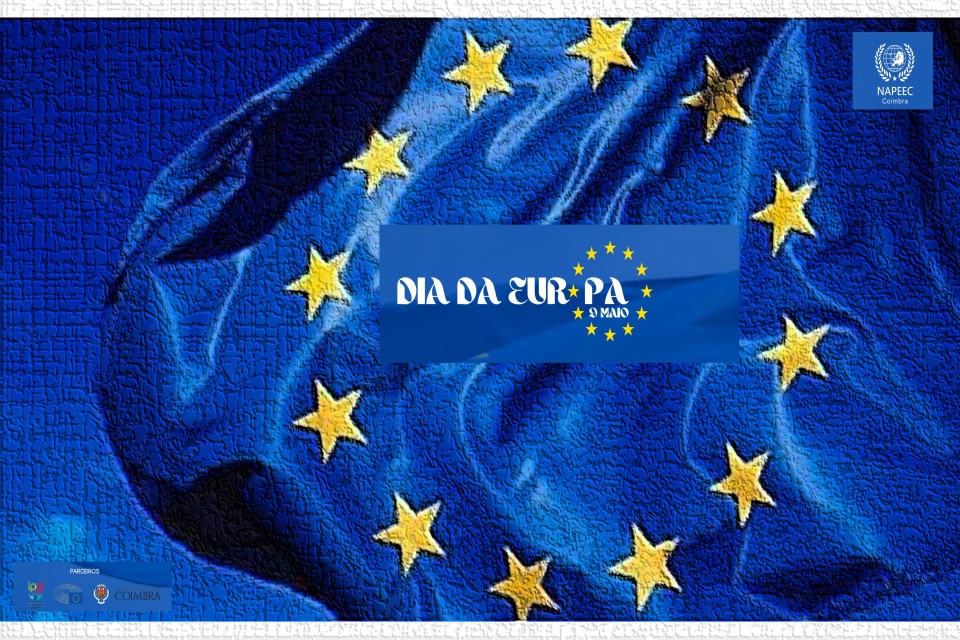 bandeira da europa com informação do evento
