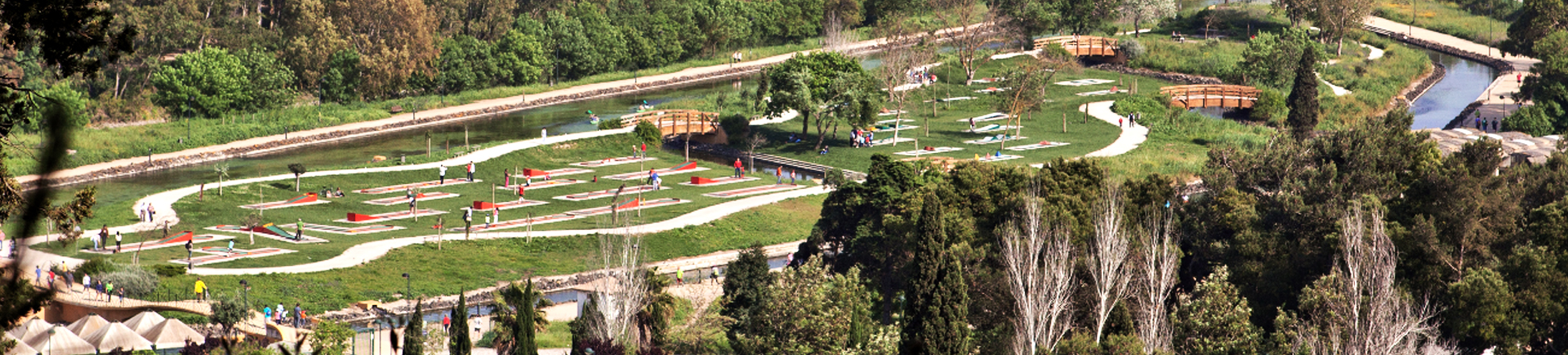 Vista aérea do parque de minigolfe do Centro Desportivo Nacional do Jamor