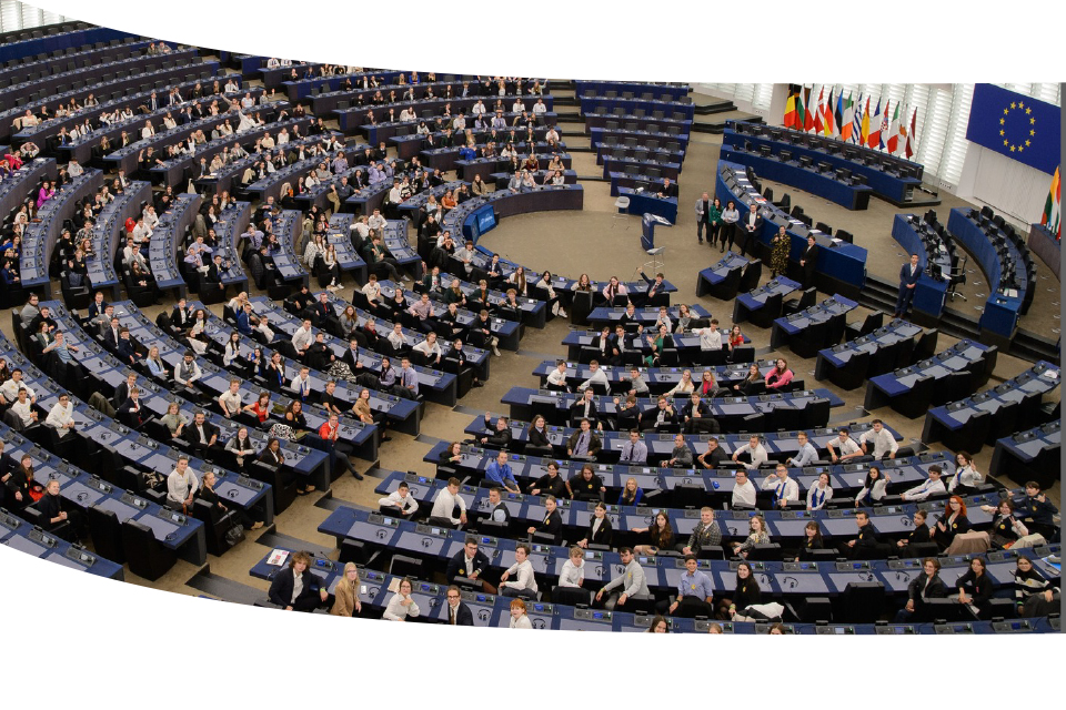 foto de uma ssesão Euroscola no Parlamento Europeu